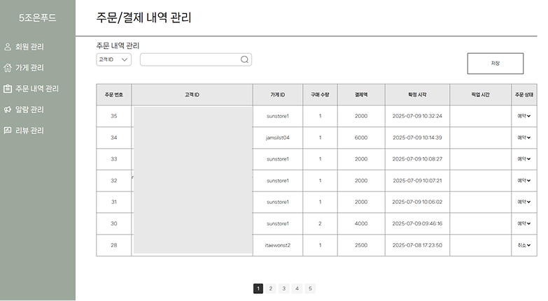 전체 주문내역 조회